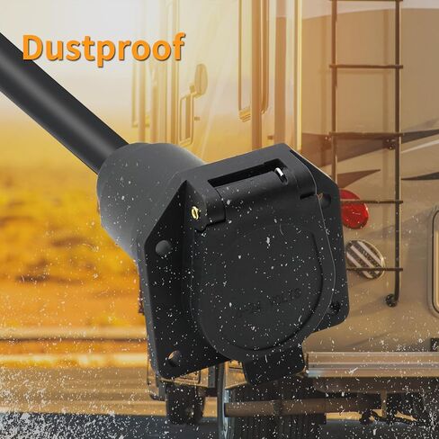 3 FT Heavy Duty 7 Way Trailer Plug Extension Cord 7 Pin Trailer Plug Pure Brass Connector Wire Harness for RV Truck Camper Caravan and Trailer Plug Socket Connector Wire 7 Way - Pure Copper in Saudi Arabia