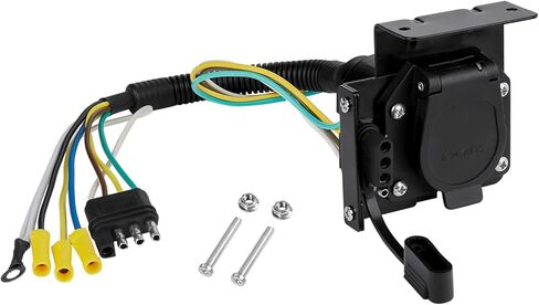 ملاءمة شاملة لشفرة RV ذات 4 اتجاهات مسطحة إلى 7 اتجاهات ومجموعة موصل محول أسلاك المقطورة الأنثوية المسطحة بأربعة اتجاهات، مقبس جانبي للمركبة مسطح بأربعة اتجاهات إلى مقابس مقطورة متعددة مع دعامة تثبيت لشاحنة RV in Kuwait