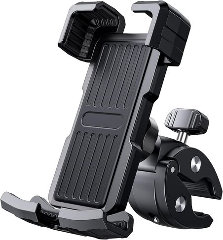 حامل هاتف للدراجة، حامل هاتف للدراجة النارية، قوي وآمن، تشغيل بيد واحدة، دوران 360 درجة، تقليل الاهتزاز، متوافق مع جميع سلاسل iPhone والهواتف المحمولة الأخرى مقاس 4.7 بوصة - 6.8 بوصة. in Kuwait