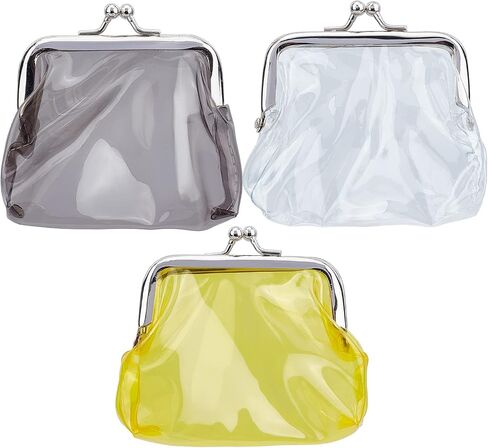 GORGECRAFT 3PCS 3 Colors Clear Purses Transparent Change Purses Waterproof PVC Jelly Wallets Kiss Lock Pouches Card Holders for Women Credit Cards Cash Carrying Change Supplies in Saudi Arabia
