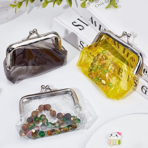 GORGECRAFT 3PCS 3 Colors Clear Purses Transparent Change Purses Waterproof PVC Jelly Wallets Kiss Lock Pouches Card Holders for Women Credit Cards Cash Carrying Change Supplies in Saudi Arabia