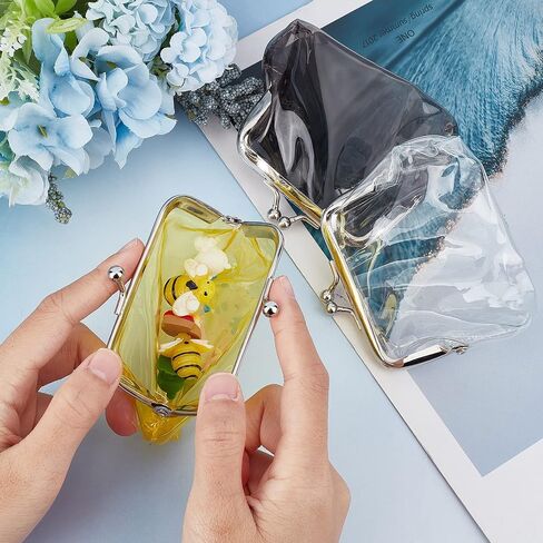 GORGECRAFT 3PCS 3 Colors Clear Purses Transparent Change Purses Waterproof PVC Jelly Wallets Kiss Lock Pouches Card Holders for Women Credit Cards Cash Carrying Change Supplies in Saudi Arabia