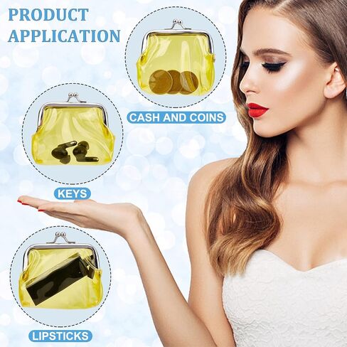 GORGECRAFT 3PCS 3 Colors Clear Purses Transparent Change Purses Waterproof PVC Jelly Wallets Kiss Lock Pouches Card Holders for Women Credit Cards Cash Carrying Change Supplies in Saudi Arabia