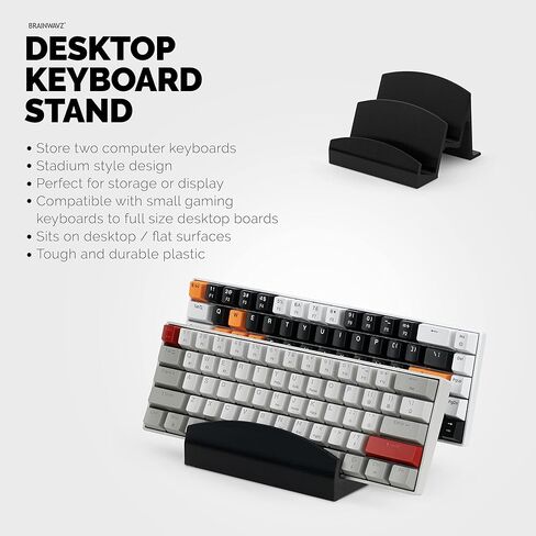 BRAINWAVZ Dual Desktop Keyboard Stand & Holder, Organize Your Desk, Reduce Clutter, Suitable for All Size Keyboards (DK01) in Kuwait