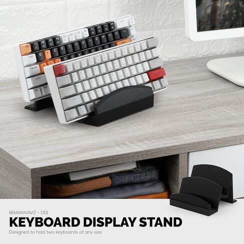 BRAINWAVZ Dual Desktop Keyboard Stand & Holder, Organize Your Desk, Reduce Clutter, Suitable for All Size Keyboards (DK01) in Kuwait