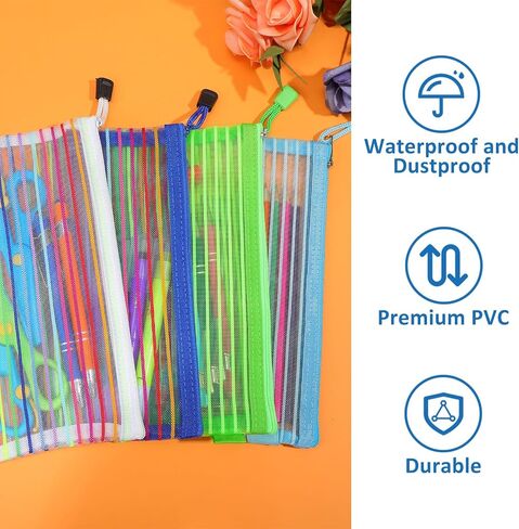 100 Pieces Mesh Zipper Pouch 20 Colors Zipper Pencil Pouch Colorful School Supplies Pencil Pouch Bag Travel Zipper Pouch for Office School Stationery Cosmetic Supplies (9.06 x 4.53 Inch) in Saudi Arabia