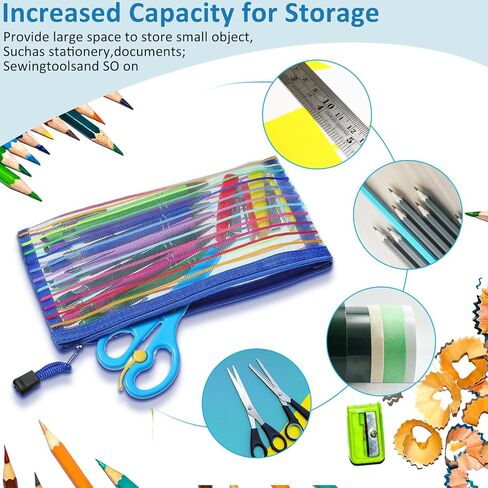 100 Pieces Mesh Zipper Pouch 20 Colors Zipper Pencil Pouch Colorful School Supplies Pencil Pouch Bag Travel Zipper Pouch for Office School Stationery Cosmetic Supplies (9.06 x 4.53 Inch) in Saudi Arabia