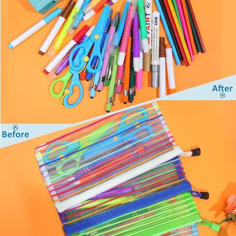 100 Pieces Mesh Zipper Pouch 20 Colors Zipper Pencil Pouch Colorful School Supplies Pencil Pouch Bag Travel Zipper Pouch for Office School Stationery Cosmetic Supplies (9.06 x 4.53 Inch) in Saudi Arabia