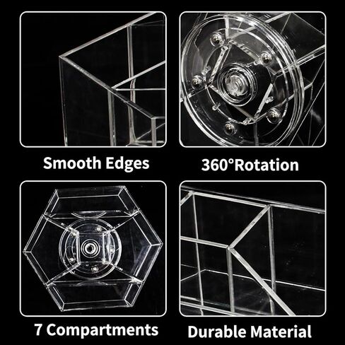منظم أقلام الرصاص من الأكريليك، منظم إمداد فني يدور 360 درجة مع 7 مقصورات للأطفال، منظم أقلام تلوين متعدد السعة، علبة منظم لأقلام المدرسة والمكتب المنزلي in Kuwait