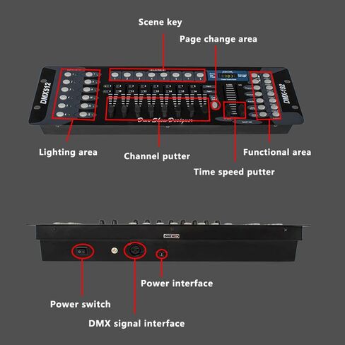 SHEHDS 192 DMX 512 وحدة تحكم إضاءة كهربائية مستطيلة، شاشة LCD، 192 مجموعة، 16 قناة، 30 بنكًا، 8 خافتات، كابل 3 دبابيس، استبدال لمدة عام واحد in Kuwait