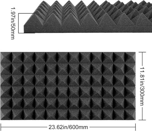 Facmogu 6 Pack 24" X 12" X 2" Pyramid Sound Proof Foam Panels, High Density Acoustic Foam Wall Panels with Self-Adhesive, Large & Thick Soundproof Panels for Home Studio Office Absorbing & Dampening in Saudi Arabia