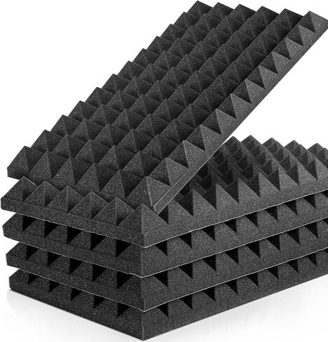Facmogu 6 Pack 24" X 12" X 2" Pyramid Sound Proof Foam Panels, High Density Acoustic Foam Wall Panels with Self-Adhesive, Large & Thick Soundproof Panels for Home Studio Office Absorbing & Dampening in Saudi Arabia
