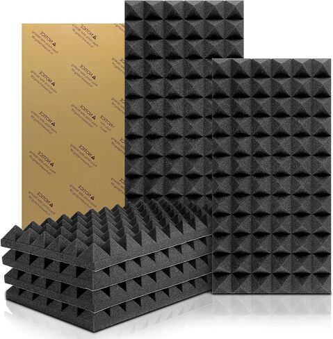 Facmogu 6 Pack 24" X 12" X 2" Pyramid Sound Proof Foam Panels, High Density Acoustic Foam Wall Panels with Self-Adhesive, Large & Thick Soundproof Panels for Home Studio Office Absorbing & Dampening in Saudi Arabia