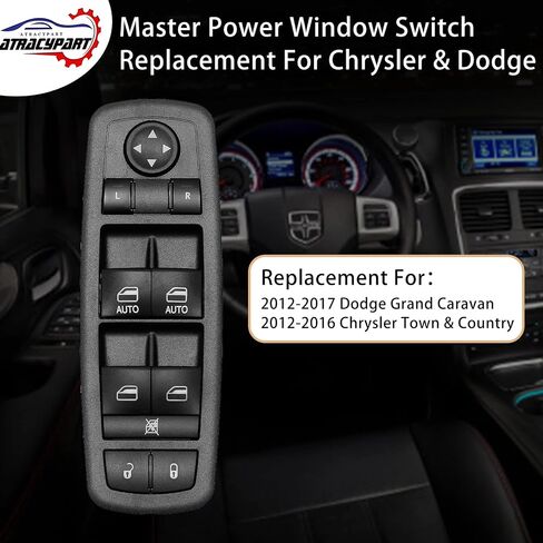 Master Power Window Switch | 3 PINS + 0 PINS Check Required | Replacement for 2012 – 2017 Dodge Grand Caravan, Chrysler Town & Country | Replaces# 68110871AA, 04602535AI in Saudi Arabia