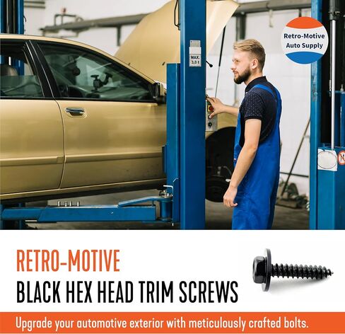 Black Hex Head Trim Screws- M4.2mm x 16mm Long- 7mm Hex- Qty.25- #1958 in Saudi Arabia