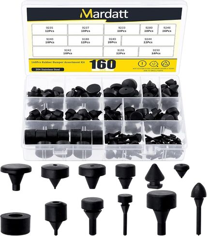 160Pcs Universal Black Rubber Bumper Guard Assortment Set, Trailer Fender Ramp Door Gas Tank Retainer Hood Side Bumper Compatible with GM Chrysler Ford in Saudi Arabia