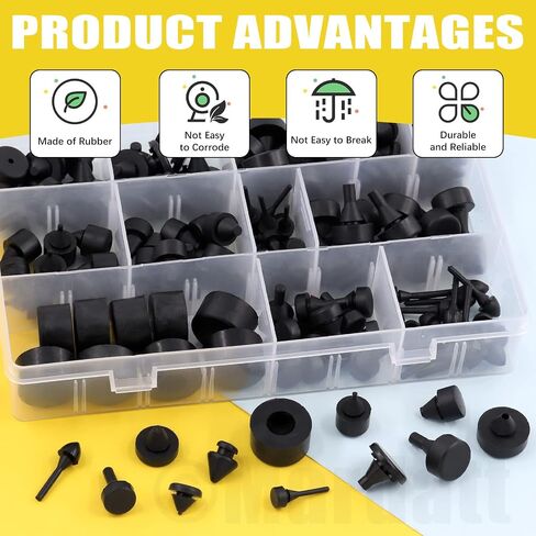 160Pcs Universal Black Rubber Bumper Guard Assortment Set, Trailer Fender Ramp Door Gas Tank Retainer Hood Side Bumper Compatible with GM Chrysler Ford in Saudi Arabia