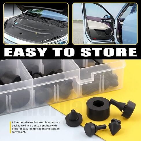 160Pcs Universal Black Rubber Bumper Guard Assortment Set, Trailer Fender Ramp Door Gas Tank Retainer Hood Side Bumper Compatible with GM Chrysler Ford in Saudi Arabia