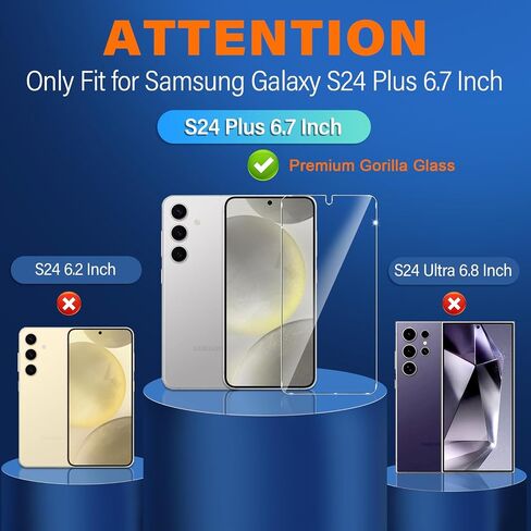 letosan [3+2 Pack] for Samsung Galaxy S24 Plus Screen Protector, 9H Tempered Glass, Auto Alignment Kit, Plussonic Fingerprint Support, Case Friendly for Samsung S24 Plus Glass Screen Protector 5G in Saudi Arabia