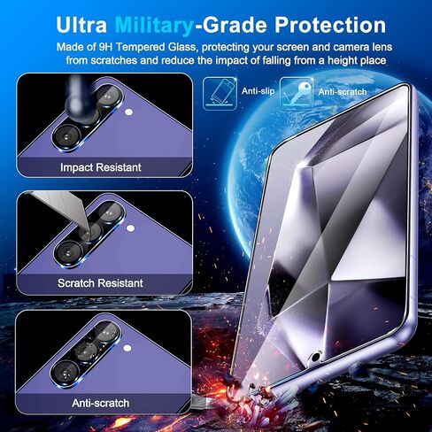 letosan [3+2 Pack] for Samsung Galaxy S24 Plus Screen Protector, 9H Tempered Glass, Auto Alignment Kit, Plussonic Fingerprint Support, Case Friendly for Samsung S24 Plus Glass Screen Protector 5G in Saudi Arabia