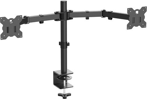 SHW Fully Adjustable Monitor Arm, Dual Monitor Desk Mount, Fits Flat Curved Comptuer Monitors up to 27 Inches, 7 to 17,6lbs, VESA 75x75mm or 100x100mm, Black in Kuwait