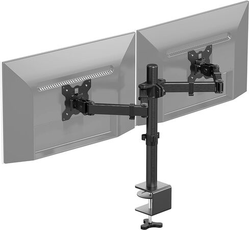 SHW Fully Adjustable Monitor Arm, Dual Monitor Desk Mount, Fits Flat Curved Comptuer Monitors up to 27 Inches, 7 to 17,6lbs, VESA 75x75mm or 100x100mm, Black in Kuwait