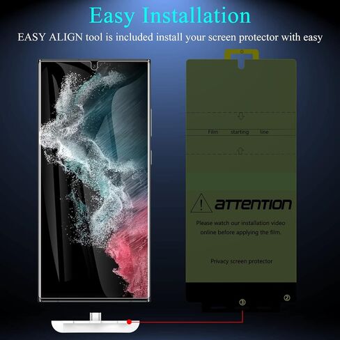 LYWHL [عبوتان + 2] واقي شاشة للخصوصية Samsung Galaxy S22 Ultra، [بصمة إصبع متوافقة] طبقة مرنة لاصقة كاملة مضادة للتجسس + واقي زجاجي لعدسة الكاميرا لهاتف Galaxy S22 Ultra 6.8 بوصة in Kuwait