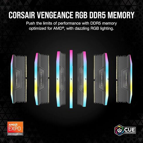 CORSAIR VENGEANCE RGB DDR5 RAM 32GB (2x16GB) 5600MHz CL40 AMD EXPO iCUE Compatible Computer Memory - Gray (CMH32GX5M2B5600Z40) in Saudi Arabia