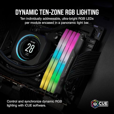 CORSAIR VENGEANCE RGB DDR5 RAM 32GB (2x16GB) 5600MHz CL40 AMD EXPO iCUE Compatible Computer Memory - Gray (CMH32GX5M2B5600Z40) in Saudi Arabia
