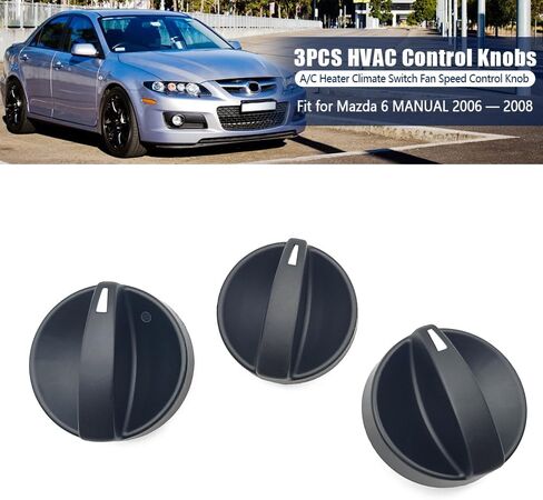 HVAC Control Knobs Fit for Mazda 6 2006 2007 2008 A/C Heater Fan Climate Control Switch Knob Replace GV3A-61-195 GV2W-61-195 Black 3-Pack in Kuwait