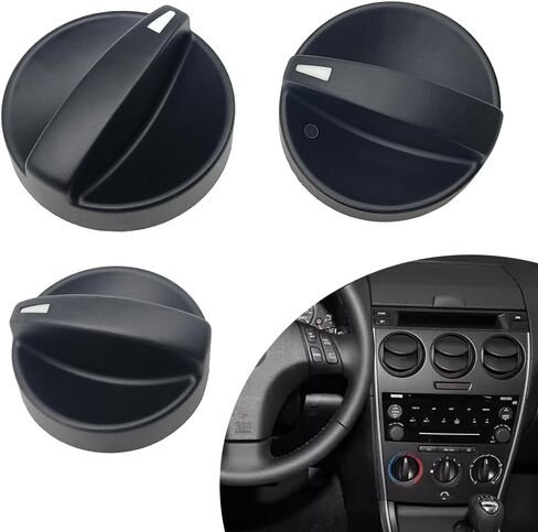 HVAC Control Knobs Fit for Mazda 6 2006 2007 2008 A/C Heater Fan Climate Control Switch Knob Replace GV3A-61-195 GV2W-61-195 Black 3-Pack in Kuwait