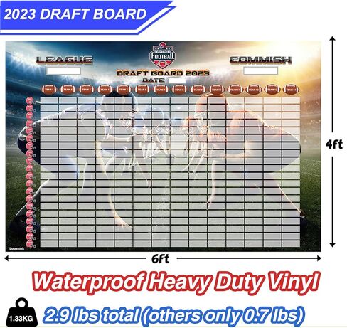 Fantasy Football Draft Board 2023-2024 Season, 706 Labels Include 626 Players, 6ft x 4ft Draft Board Kit for Up to 14 Teams, Larger Stickers and Names in Kuwait