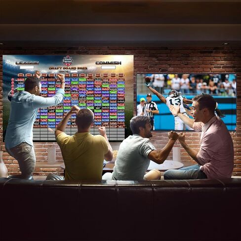 Fantasy Football Draft Board 2023-2024 Season, 706 Labels Include 626 Players, 6ft x 4ft Draft Board Kit for Up to 14 Teams, Larger Stickers and Names in Kuwait