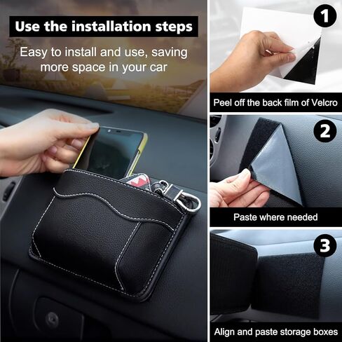 2023 حشو فجوات مقعد السيارة الجديد، منظم مقعد السيارة الجلدي، صندوق تخزين السيارة الفاخر للنساء والرجال، يمكنه تخزين الهواتف المحمولة والبطاقات والمحافظ والمفاتيح (أسود، عبوة واحدة) in Kuwait