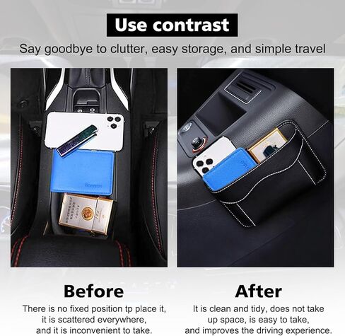 2023 حشو فجوات مقعد السيارة الجديد، منظم مقعد السيارة الجلدي، صندوق تخزين السيارة الفاخر للنساء والرجال، يمكنه تخزين الهواتف المحمولة والبطاقات والمحافظ والمفاتيح (أسود، عبوة واحدة) in Kuwait