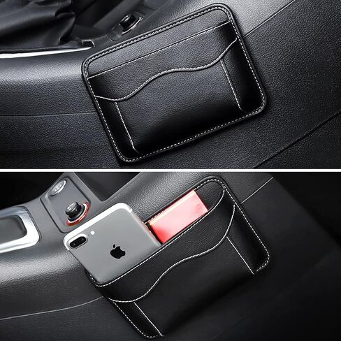 2023 حشو فجوات مقعد السيارة الجديد، منظم مقعد السيارة الجلدي، صندوق تخزين السيارة الفاخر للنساء والرجال، يمكنه تخزين الهواتف المحمولة والبطاقات والمحافظ والمفاتيح (أسود، عبوة واحدة) in Kuwait