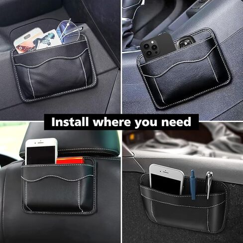 2023 حشو فجوات مقعد السيارة الجديد، منظم مقعد السيارة الجلدي، صندوق تخزين السيارة الفاخر للنساء والرجال، يمكنه تخزين الهواتف المحمولة والبطاقات والمحافظ والمفاتيح (أسود، عبوة واحدة) in Kuwait