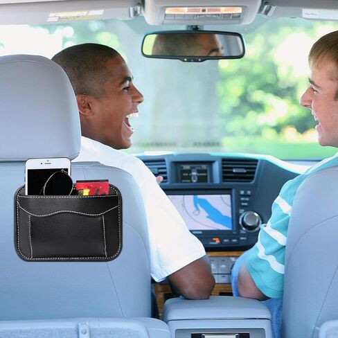 2023 حشو فجوات مقعد السيارة الجديد، منظم مقعد السيارة الجلدي، صندوق تخزين السيارة الفاخر للنساء والرجال، يمكنه تخزين الهواتف المحمولة والبطاقات والمحافظ والمفاتيح (أسود، عبوة واحدة) in Kuwait