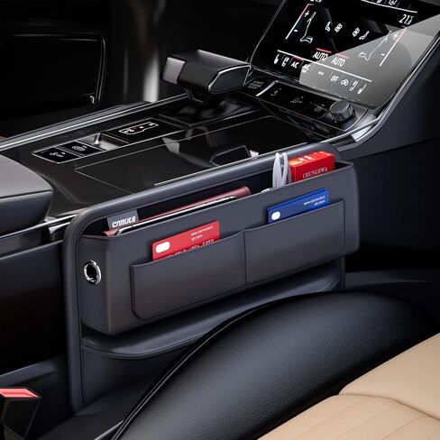 Car Seat Gap Filler Organizer, Multifunctional Leather Car Seat Storage Organizer Between Seats Car Accessories Console Side Storage-Front Seat Gap Organizer for Phones, Glasses, Keys, Cards (1 Pack) in Saudi Arabia