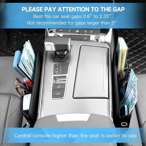 Car Seat Gap Filler Organizer, Multifunctional Leather Car Seat Storage Organizer Between Seats Car Accessories Console Side Storage-Front Seat Gap Organizer for Phones, Glasses, Keys, Cards (1 Pack) in Saudi Arabia