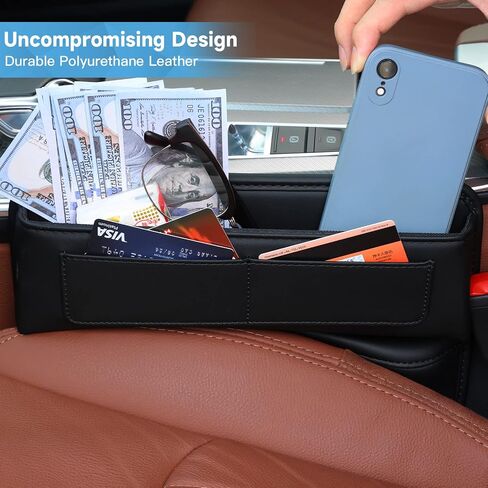 Car Seat Gap Filler Organizer, Multifunctional Leather Car Seat Storage Organizer Between Seats Car Accessories Console Side Storage-Front Seat Gap Organizer for Phones, Glasses, Keys, Cards (1 Pack) in Saudi Arabia