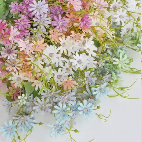 ZIFTY 9 قطع زهور برية صناعية زهور الربيع في الهواء الطلق باقة ديزي وهمية حزمة زهور مقاومة للأشعة فوق البنفسجية ديكور حريري ملون زهور برية نباتات صناعية بالجملة لتزيين ديكور المنزل in Kuwait