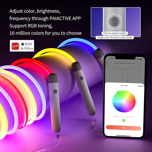 Jump Rope LED Smart Glowing Skipping Ropes for Kids Adjustable Color for Women Men Children Fitness Exercise, USB Rechargeable Luminous Accessory Match with 4.5-6MM Rope Handle in Saudi Arabia