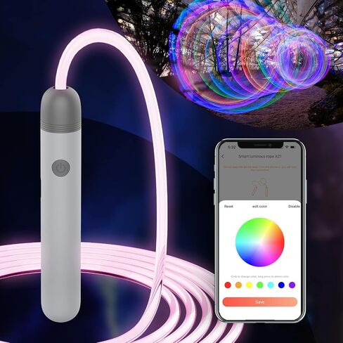 Jump Rope LED Smart Glowing Skipping Ropes for Kids Adjustable Color for Women Men Children Fitness Exercise, USB Rechargeable Luminous Accessory Match with 4.5-6MM Rope Handle in Saudi Arabia