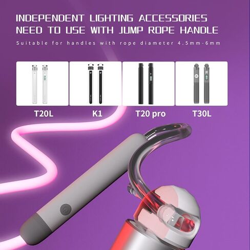Jump Rope LED Smart Glowing Skipping Ropes for Kids Adjustable Color for Women Men Children Fitness Exercise, USB Rechargeable Luminous Accessory Match with 4.5-6MM Rope Handle in Saudi Arabia