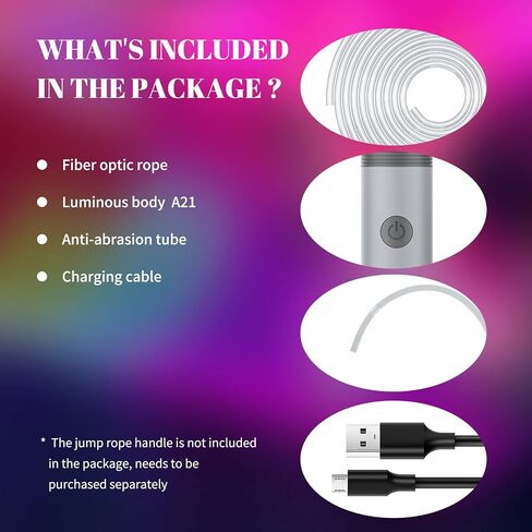 Jump Rope LED Smart Glowing Skipping Ropes for Kids Adjustable Color for Women Men Children Fitness Exercise, USB Rechargeable Luminous Accessory Match with 4.5-6MM Rope Handle in Saudi Arabia