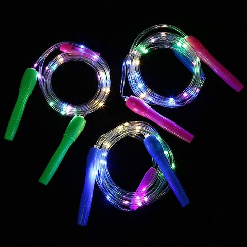 3 قطع من حبال القفز، حبل قفز مضيء LED، حبل قفز ملون وامض، حبال قفز قابلة للتعديل للفتيات والأولاد للياقة البدنية، حبل قفز للشباب، حبل قفز متوهج in Saudi Arabia