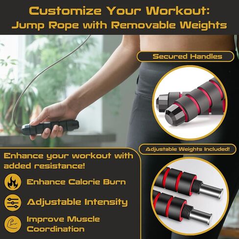 Jump Ropes for Fitness Men and Women – Adjustable Jump Rope Home Workout Equipment for Full Body Exercising – Durable Jumping Rope for Gym, Home, Office – Comfortable Grip Speed Rope in Saudi Arabia