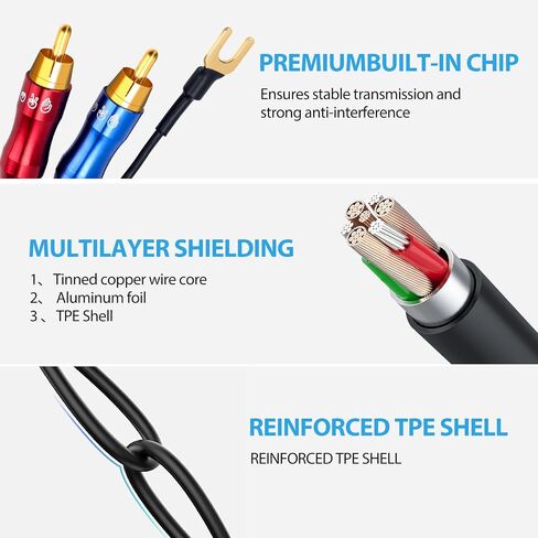 FO-I RCA Cable with Ground Wire, Dual RCA to Dual RCA with Ground Wire Stereo Interconnect Cable. FO-I (3M(9.84ft)) in Saudi Arabia