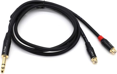 كابل SiYear Dual RCA إلى 1/4 بوصة، 6.35 مم (1/4 بوصة) ذكر ستيريو إلى 2RCA أنثى Y كابل محول مقسم (5 أقدام) in Kuwait
